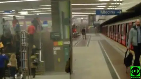 "Proszę natychmiast opuścić peron". Dym i alarm w metrze. Nagranie