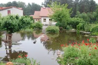 Strażacy wypompowują wodę z zalanych ulic i posesji