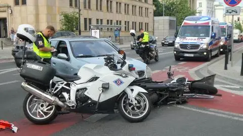 Wypadek na Świętokrzyskiej. Ranni motocyklista i jego pasażer