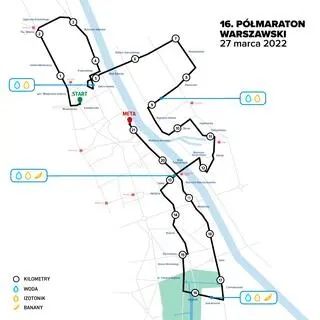 Trasa 16. Półmaratonu Warszawskiego