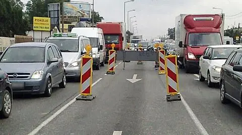 Aleja Krakowska w remoncie i w korku