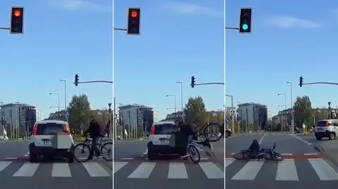 Zderzył się z samochodem i zaplątał we własny rower