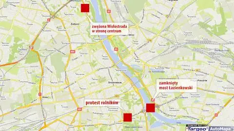 Dziś kumulacja utrudnień. Zamknięty most, rolnicy i zwężona Wisłostrada