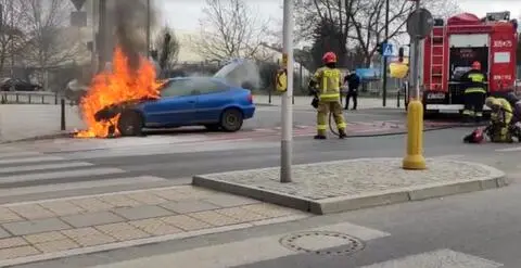 Pożar auta na Pradze Południe