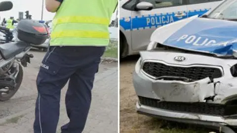 Policjanci jechali na interwencję. Zderzyli się z motocyklem