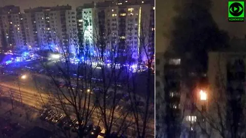 Nocny pożar w wieżowcu przy Modzelewskiego
