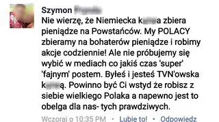 Treść obraźliwego komentarza