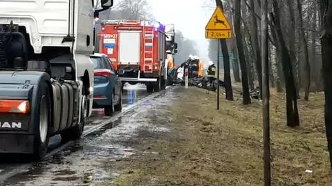 Wypadek na krajowej "pięćdziesiątce". Dwie osoby spłonęły w samochodzie