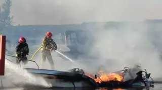 Pożar motorówki nad Zalewem Zegrzyńskim