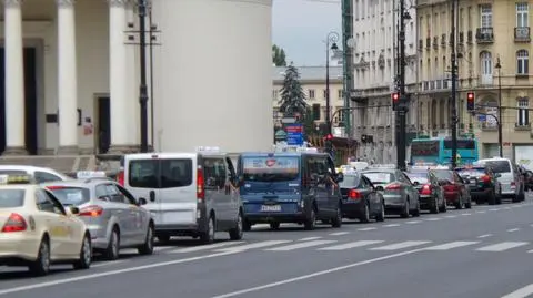 Protest taksówkarzy w centrum 