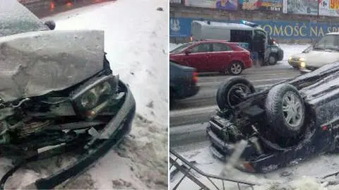 Kolizja i wypadek w śniegu