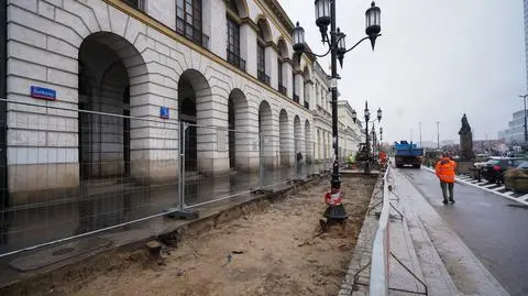 Pierwsze prace przygotowawcze do przedłużenia szpaleru drzew na placu Bankowym 