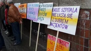 Protest przeciwko w sprawie likwidacji pododdziału proktologii w szpitalu na Solcu