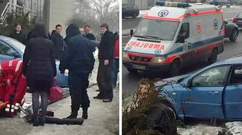 Samochód w latarnię,  latarnia na pieszą