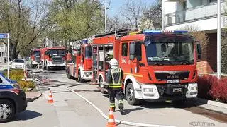 Pożar w garażu podziemnym w Pruszkowie