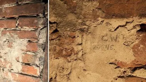 Inskrypcje więźniów aresztu NKWD trafią na wystawę. Zabezpieczyli fragmenty muru i drewnianej ościeżnicy