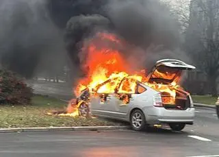 Zderzenie i pożar na ulicy Banacha