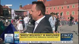 Piotr Borowski rozmawiał z uczestnikami Marszu Wolności