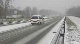 Śnieg na Wisłostradzie