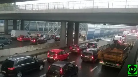 Trasa Toruńska i most Grota w potężnym korku
