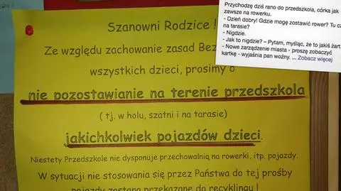 Przedszkole nie chce rowerków. Grozi oddaniem ich do recyklingu