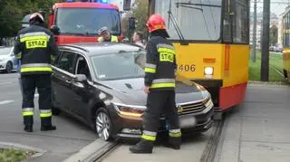 Kolizja z tramwajem na Puławskiej