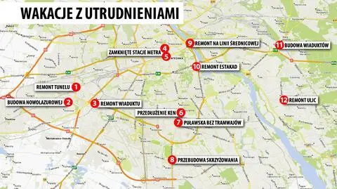 Mapa warszawskich remontów. Zamknięte ulice, objazdy