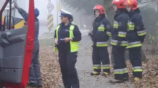 Dostawczak ściął latarnię na Białołęce