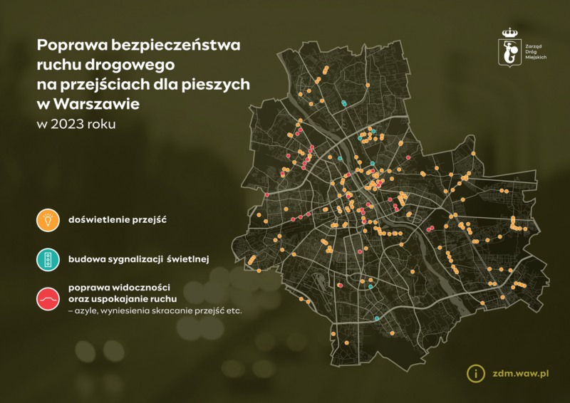 Poprawa bezpieczeństwa na przejściach dla pieszych w Warszawie