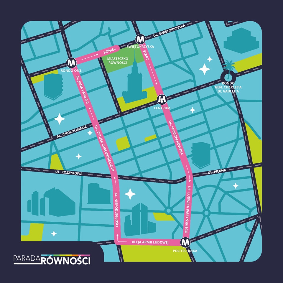 Trasa Parady Równości w Warszawie 
