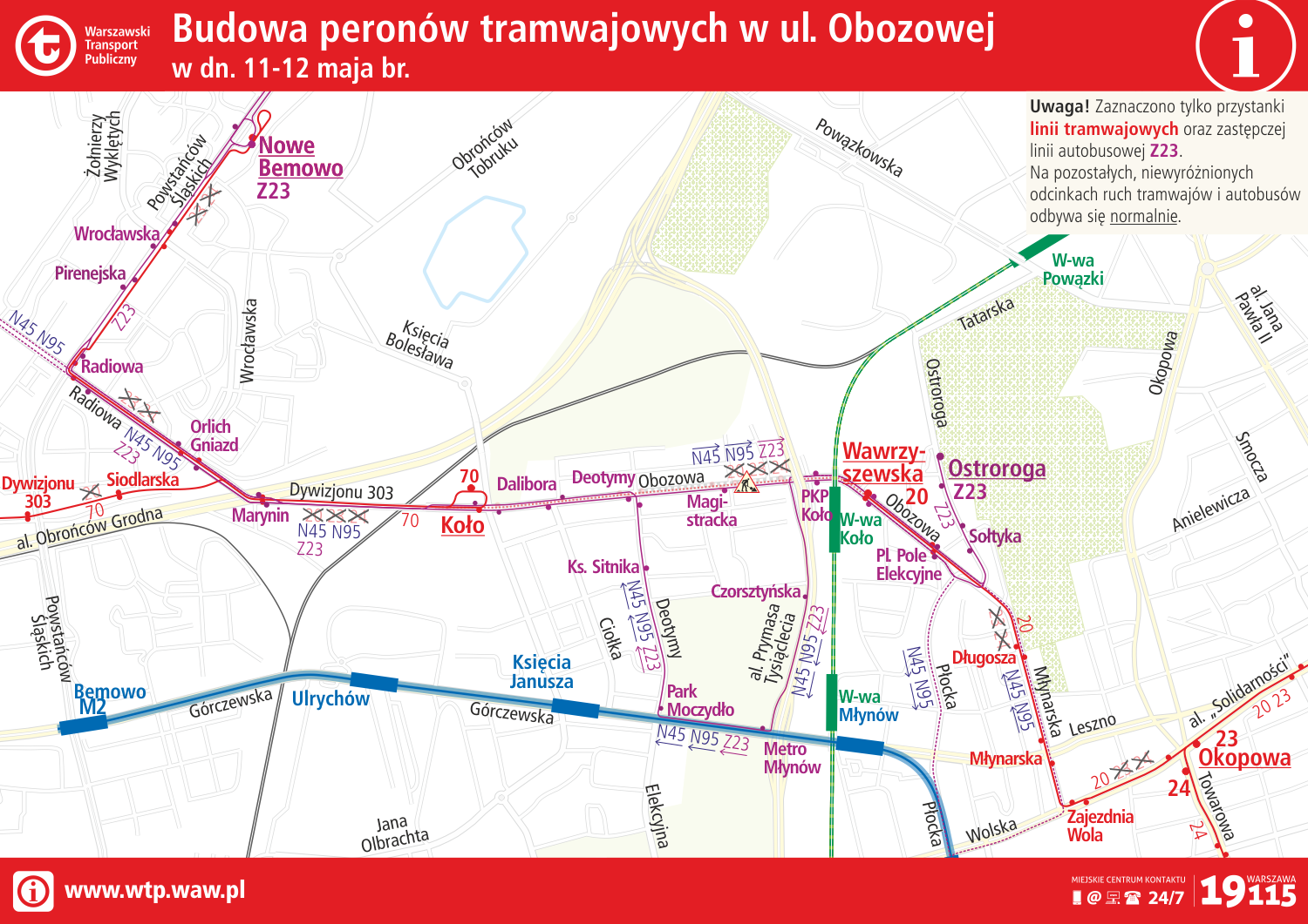 Weekendowe wyłączenie ruchu tramwajowego na ulicy Obozowej