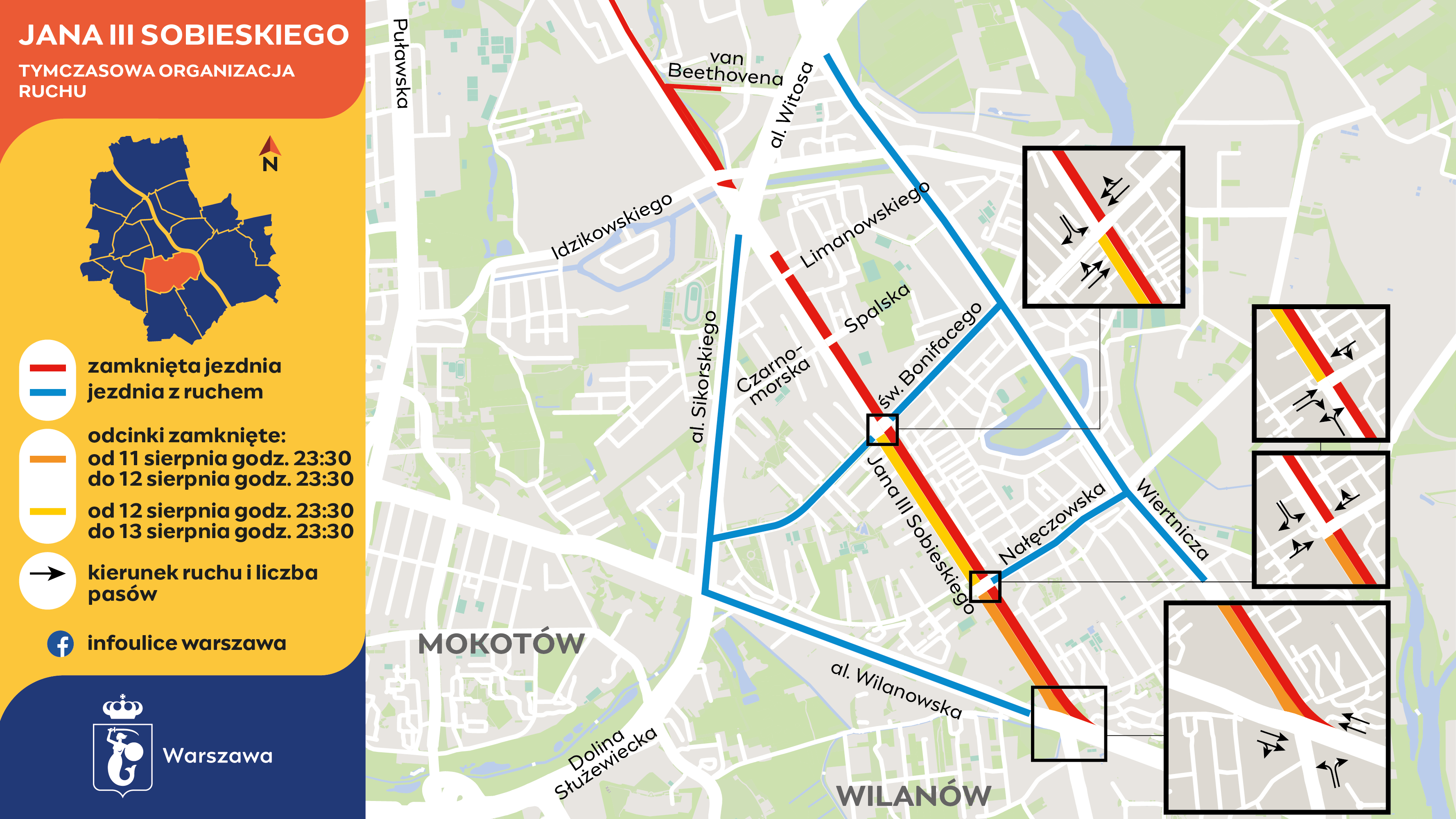 Tymczasowa organizacja ruchu na Jana III Sobieskiego