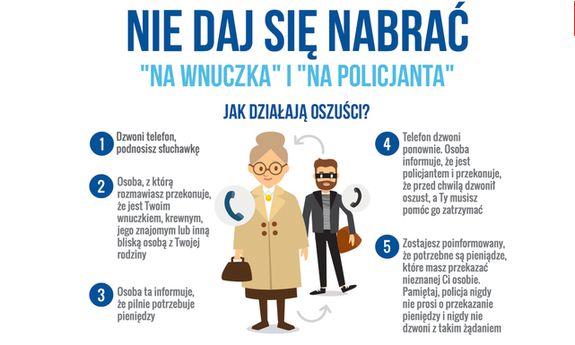 Policja ostrzega przed oszustwami "na wnuczka" i "na policjanta" 