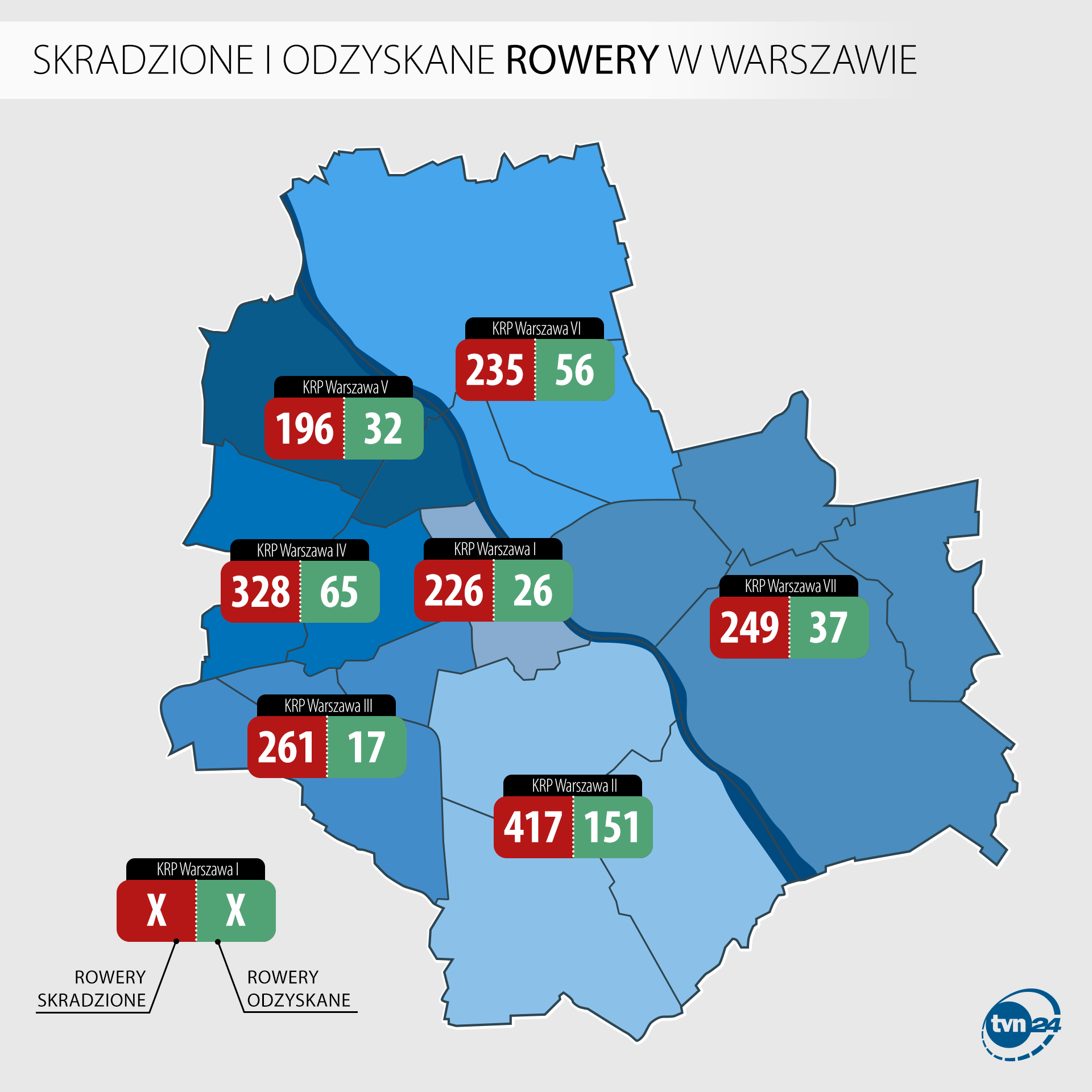 Kradzieże rowerów w Warszawie