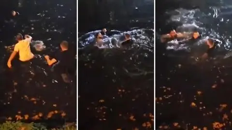 16-latek topił się w fosie. Ruszyli mu na pomoc. Nagranie z akcji