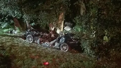 Wypadł z drogi i uderzył w drzewo. Nie żyje 22-letni kierowca i jego 20-letni pasażer