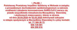 Komunikat sanepidu w Wołowie