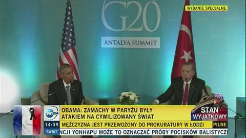 Barack Obama: zamachy w Paryżu były atakiem na cywilizowany świat