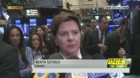 Beata Szydło na giełdzie w Nowym Jorku