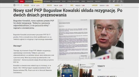 Bogusław Kowalski rezygnuje z funkcji PKP SA