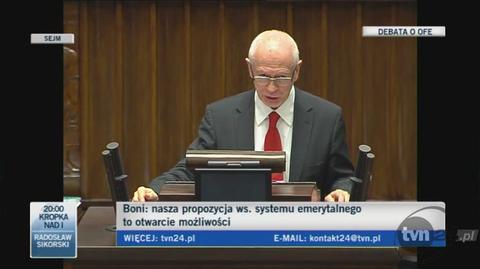 Boni o rządowym projekcie zmian w OFE (TVN24)