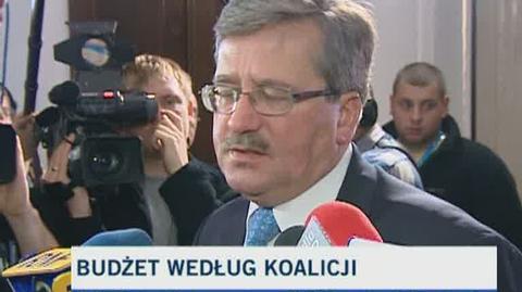 Bronisław Komorowski (PO) chce jak najszybszych prac nad budżetem