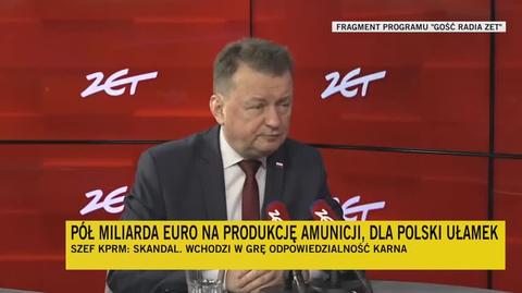 Mariusz Błaszczak o unijnych pieniądzach na amunicję
