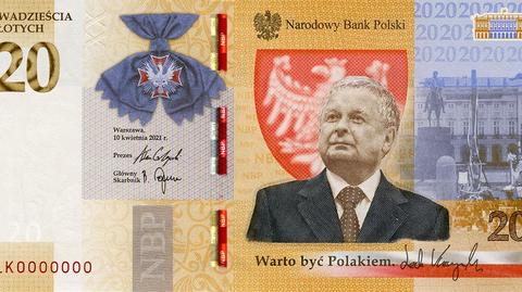 Tak ma wyglądać banknot z Lechem Kaczyńskim (wideo bez dźwięku)