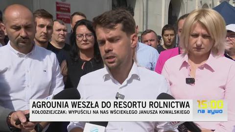Michał Kołodziejczak mówi, że ministerstwo nie chce z nimi rozmawiać i o ataku Janusza Kowalskiego