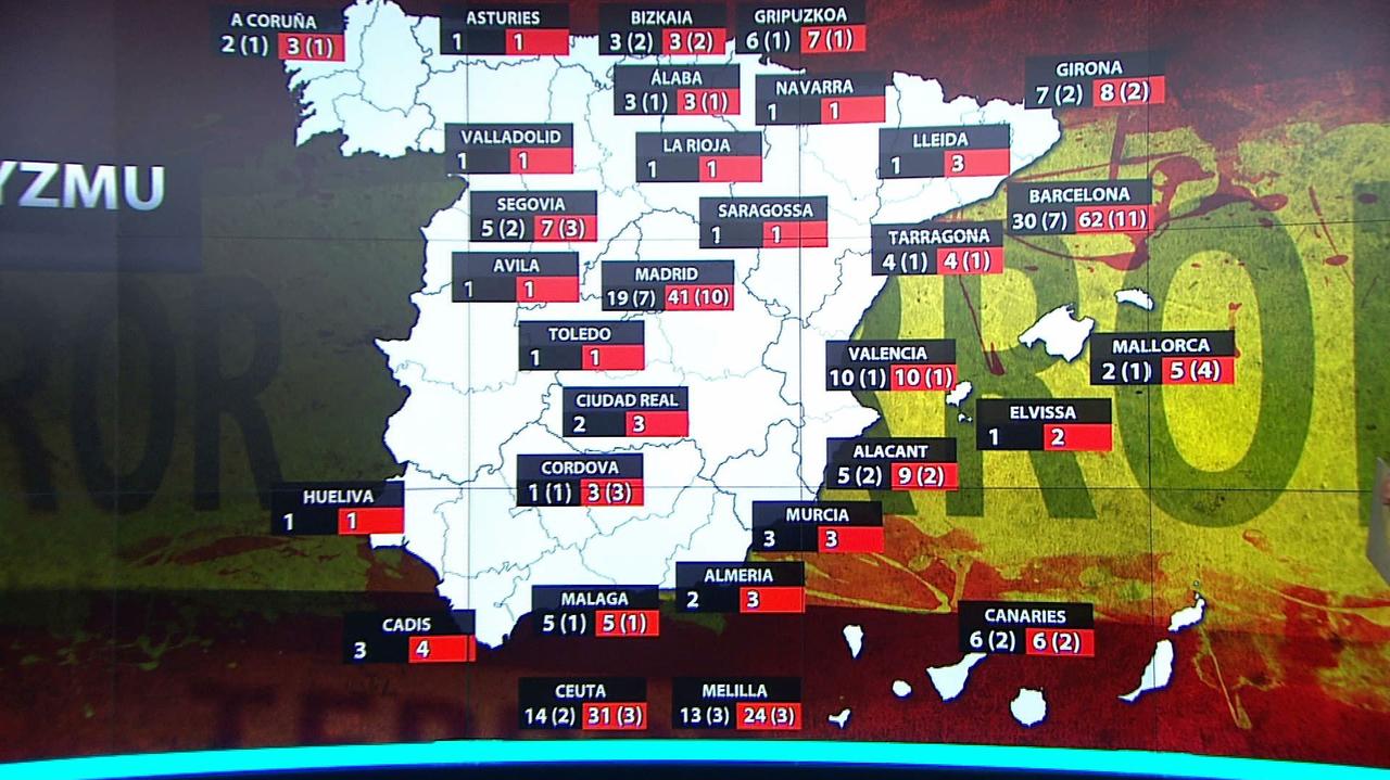 La Vanguardia: Mapa del terrorismo en España