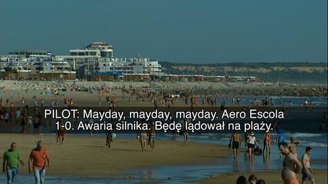 Awaryjne lądowanie na plaży. Nagranie z wieży kontroli lotu