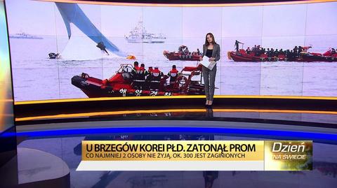 Korea Płd: Zatonął prom. Wiele osób nadal jest uwięzionych na pokładzie statku