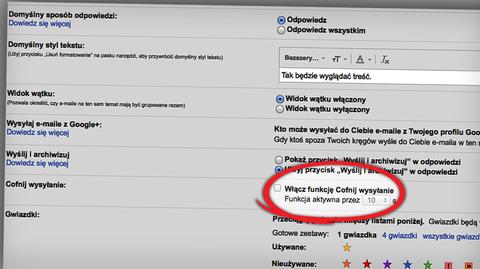 Gmail z opcją "Cofnij wysyłanie" dla wszystkich