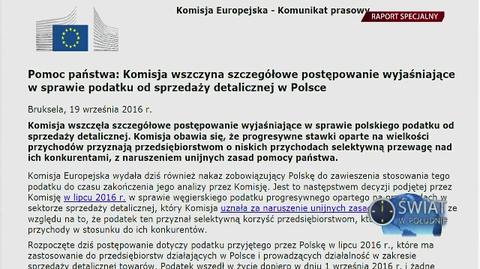 Komisja Europejska wszczyna procedurę ws. podatku handlowego